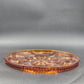 Indiana Glass Tree of Life Amber Glass Deviled Egg Relish Platter 13”d Vintage