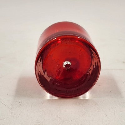 4 Red Flashed Short Highball Shot Glass Tea Lite Bubble Base 2.5"h Thick Barware
