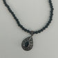 Vintage Sterling Silver Black Onyx Teardrop Necklace 16 Inch