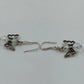 Silver Tone Angel Wing Dangle Earrings Clear Faceted Beads French Hook Jewelry