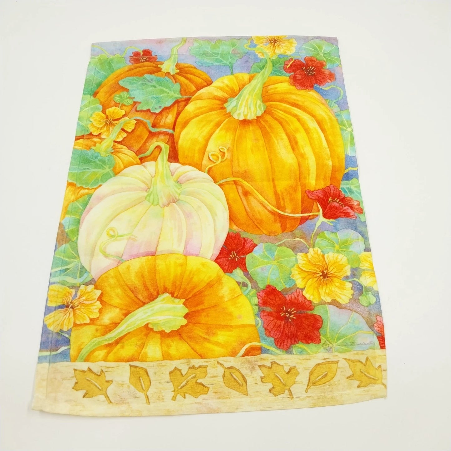 Set 4 Fall Autumn HOLLOWEEN WELCOME Theme with Pumpkins Mini Garden Flags Banner