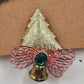 2 Pair Christmas Clip-On Earrings Gold Tone Christmas Tree & Reindeer 1.5" Long