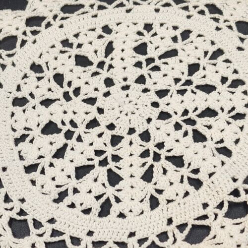 White Hand-Crocheted Round Doily 10-Inch Open Knit Design Vintage