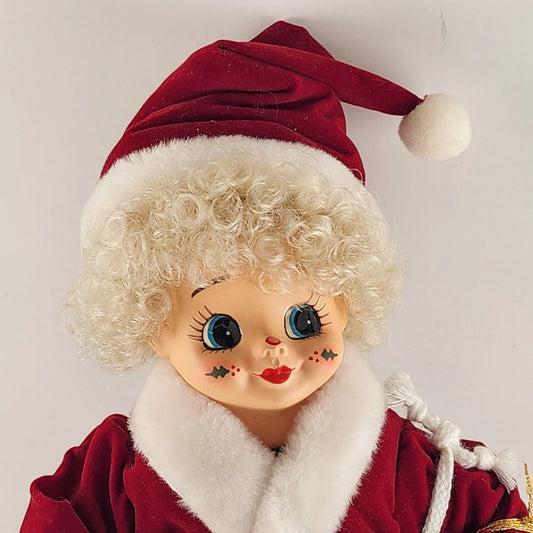 Brinn’s December Calendar Clown Doll Porcelain Head Tags Christmas 14" Tall 1988