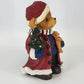 Resin Christmas Teddy Bear Figurine Red Coat Puppy & Tree 11" Holiday Ornament