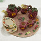 Wong's Polyresin Miniature Tea Set Grapes Fruit Teapot Teacup Collectible 5.5"