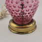 Table Lamp 9" Fenton Cranberry Opalescent Hobnail Ruffled Brass Base NO SHADE