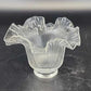 Holophane Ribbed Clear Glass Lamp Shade Ruffled Top 2.5" Fitter Vintage