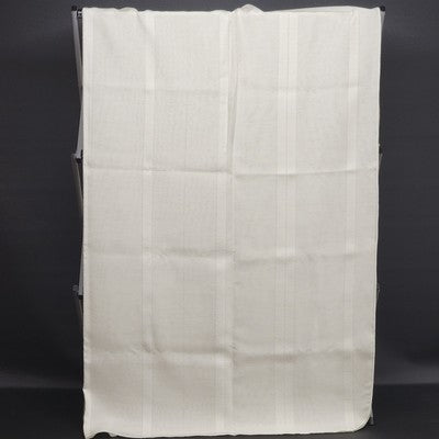 White Long Tablecloth with Embroidery Diamond & Striped Line Design 102" x 58"