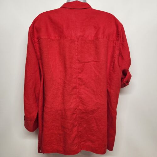 Ralph Lauren Size 2XL Women's Red Button Up Shirt with Cuffed Button Sleeve