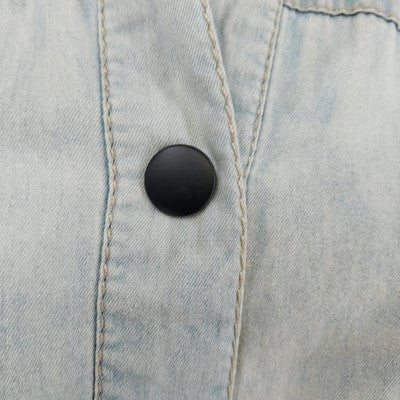 Ruff Hewn Women’s Denim Shirt Jacket XL Light Blue Snap Front w Pockets VTG
