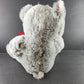 The Petting Zoo White Plush Teddy Bear Red Ribbon BE MERRY 12" Seated 2019