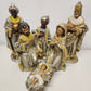 6 Pc Large Nativity Set Kurt S Adler Paper Mache Gold Silver Fur Trim Japan 13"h