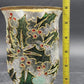 Celebrations Holly Tealight Candle Holder Clear 6" Hand Painted Hurricane Style