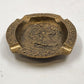 Bronze Brass Ashtray 5.5" Relief Solid Etched Casting Figures Ornate Oval Shape