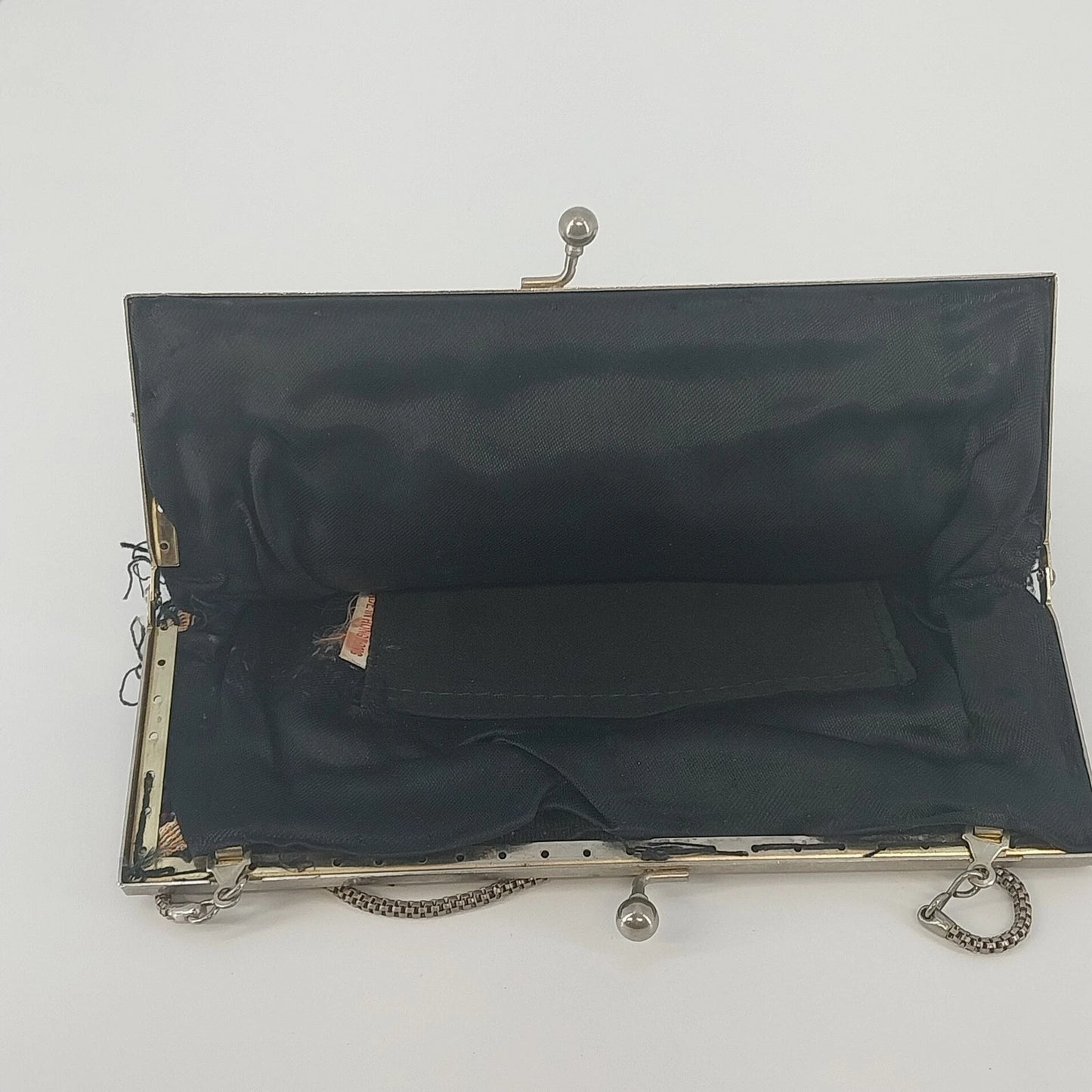 Walborg Floral Tapestry Clutch Purse Kiss Lock Chain Strap Hong Kong Vintage