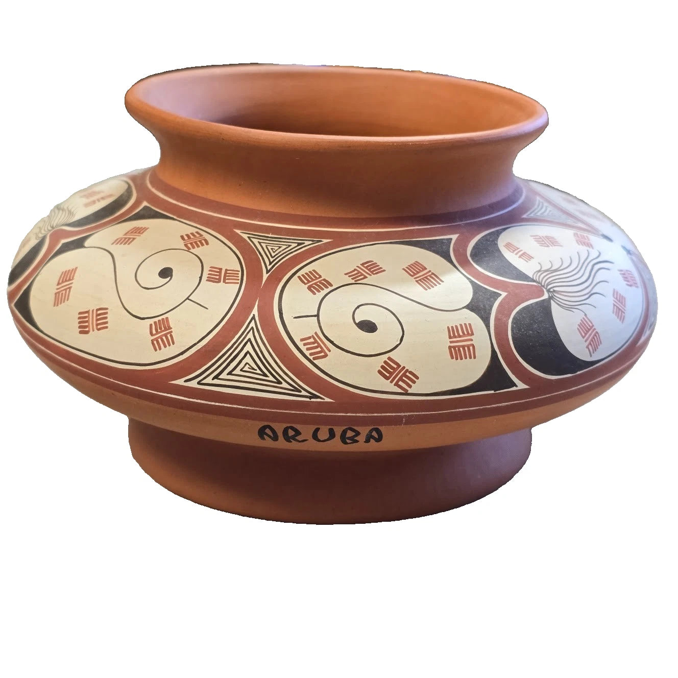 Quíbor Lara Venezuela Terracotta Vase Geometric Aruba 6.75" Vintage Chipped