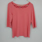 Kikit Sports Coral Pink Criss Cross Neck Top 3/4 Sleeve Women Medium Cotton