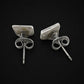 Clear Emerald Cut Crystal Stud Classic Earrings Silver Tone Butterfly Backs