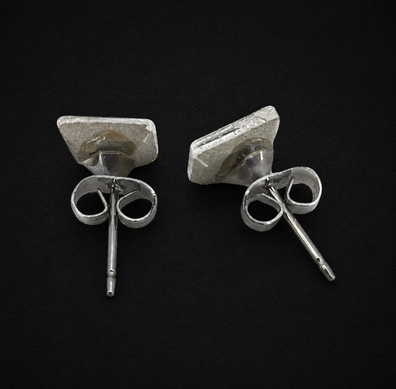 Clear Emerald Cut Crystal Stud Classic Earrings Silver Tone Butterfly Backs
