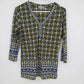 JM Collection Petite Geometric Print Beaded V-Neck 3/4 Sleeve Top P/P Polyester