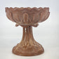Greentown Chocolate Glass Compote Cactus Pattern Pedestal Scalloped 1890's Vtg