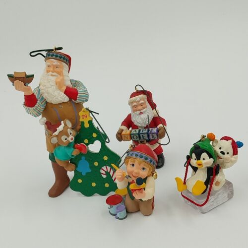 5 Hallmark Keepsake 1999 Christmas Ornaments Santas Mice and an Artist See Desc