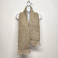 Hand Woven Beige Wool Scarf Knotted Fringe 48x7 Vintage