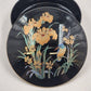 Japan Ceramic Trinket Pot Box 6" Black Gold Gilt Bird & Flowers Ring Box