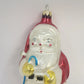 Santa Claus Hand Painted Blown Glass Christmas Hanging Ornament 5.25" Candy Cane