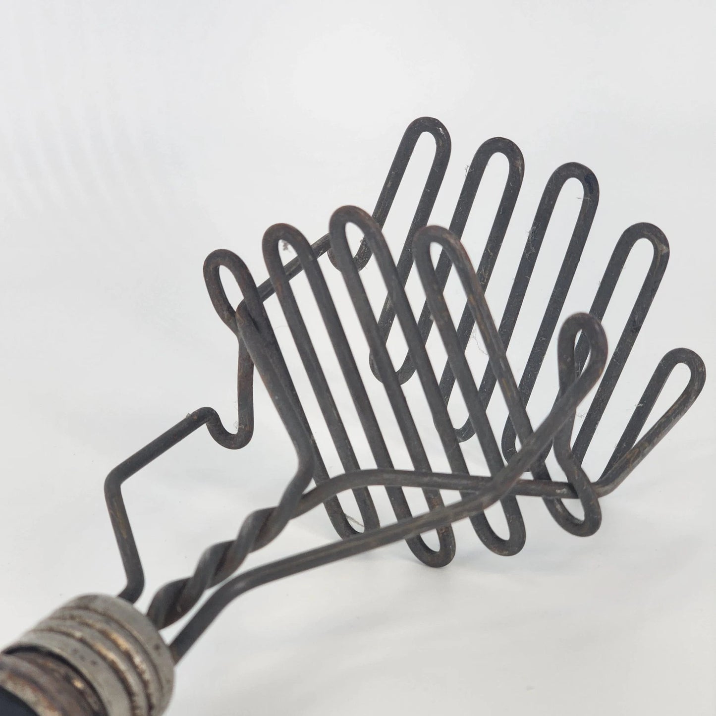 Double Wire Potato Masher Black Wood Handle Spring Action Twisted Wire Vintage