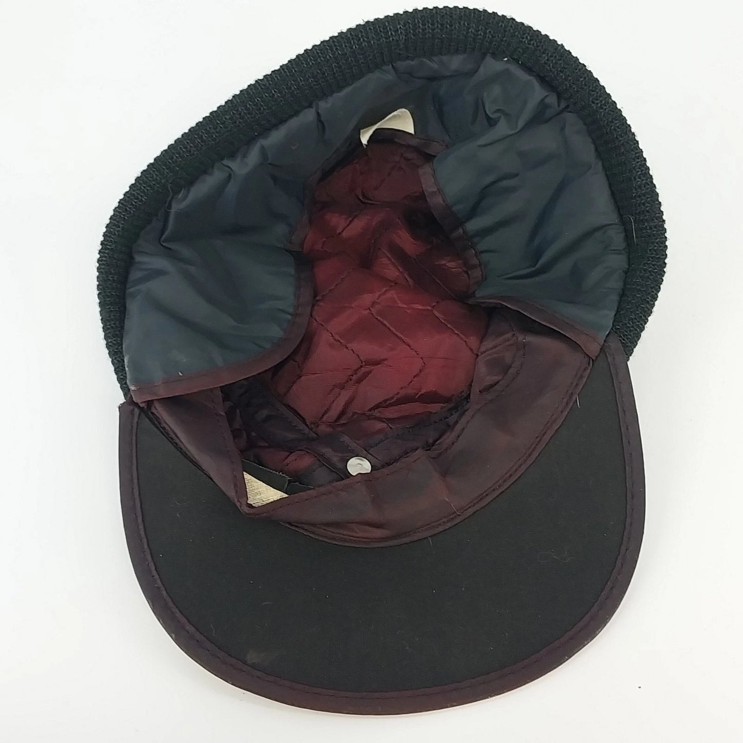 Black Quilted Winter Hat Ear Flap Insulated Ski Cap Outdoor Sports USA Made