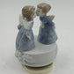 Kissing Angels Music Box Porcelain Revolving Wind-up Plays Silent Night 6'' Vtg