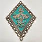Set 4 Homco Diamond Cameo Wall Plaques Gold & Turquoise Decor Rare Mid Century