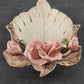 Capodimonte Large Rose Flower with Leaf Candy Dish Vintage Made in Italy 9" Long