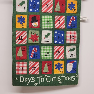 Christmas December Advent Calendar Crescent Enterprise Felt Fabric 15" Vintage