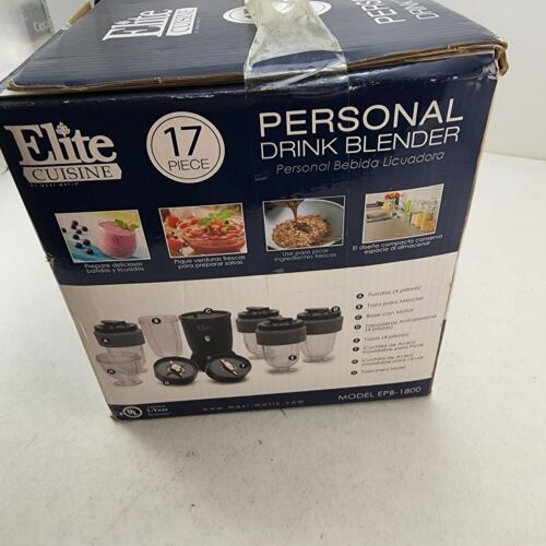 Elite Cuisine EPB-1800 Personal Blender 17 Piece Set New Sealed