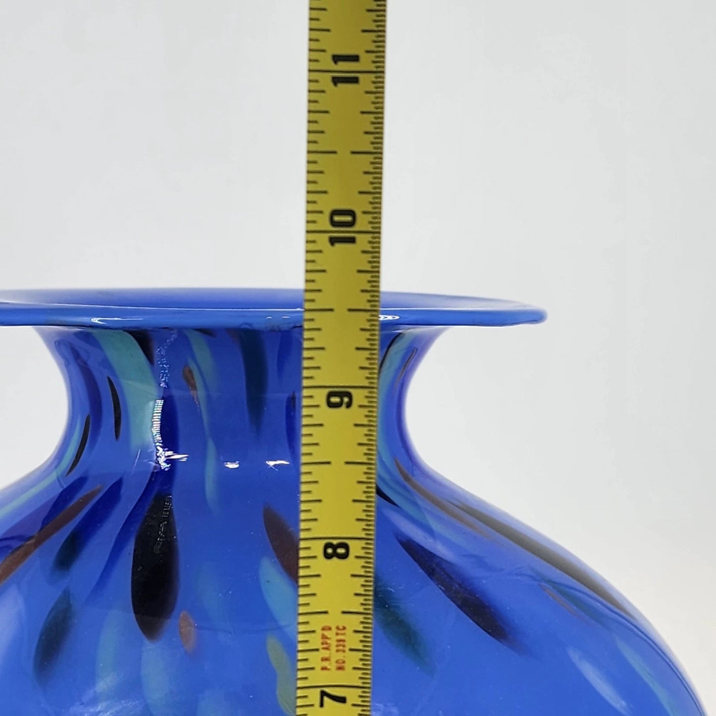Vetrai Italian Glass Vase Blue Stretch Confetti Hand Blown Centerpiece