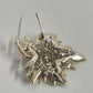 Gold Tone Leaf Brooch with Clear Rhinestones Brushed Finish 1.5" x 2" Vintage