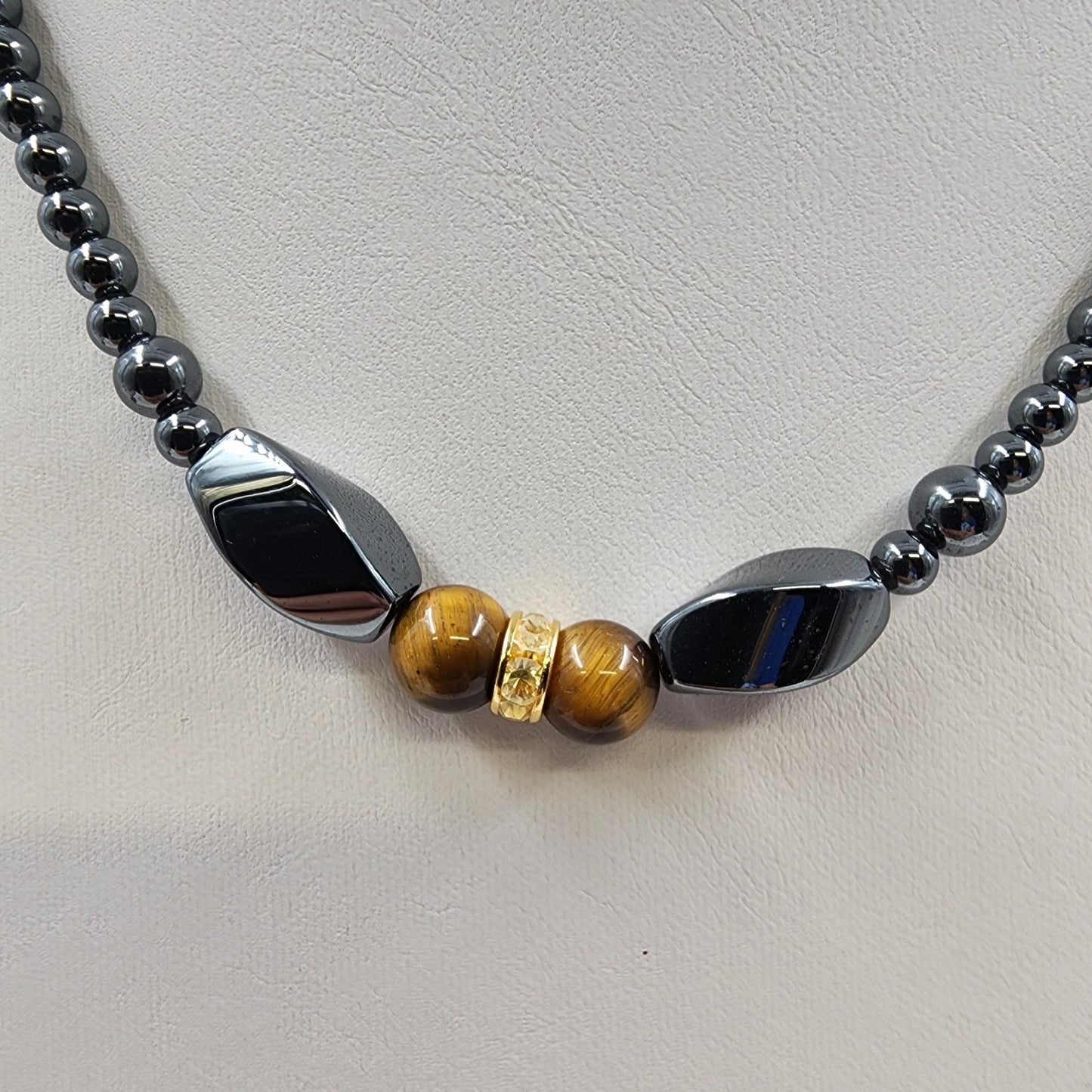 Lot of 3 Beaded & Chain Necklaces Jewelry Tassel Rhinestone Tiger Eye Multicolor