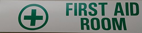 FIRST AID ROOM Decal Pressure Sensitive 2.25" x 9" Press On Safety Sign Vinyl Adhesive PD-2674