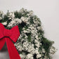 Christmas Wreath 22" Green White Snow Flocked Bow LED Lights Battery Operated