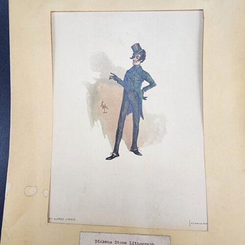 Stone Lithograph of Dickens Alfred Jingle signed Kyd from Pickwick Papers 8"x10"