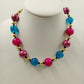 Lot of 3 Multicolor Round Beaded Necklaces Wood Acrylic Metal & Infinity Style
