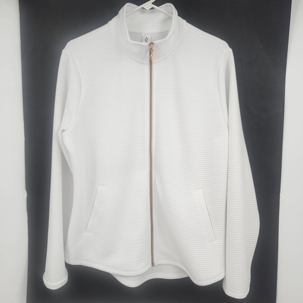 Skechers Go Walk Everywhere Women's Large White Full Zip Jacket 27" Mock Neck