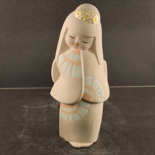 Hakata Doll Figurine By Fumio Matsuo Peach Color No Case Japan Flower Hair Pin