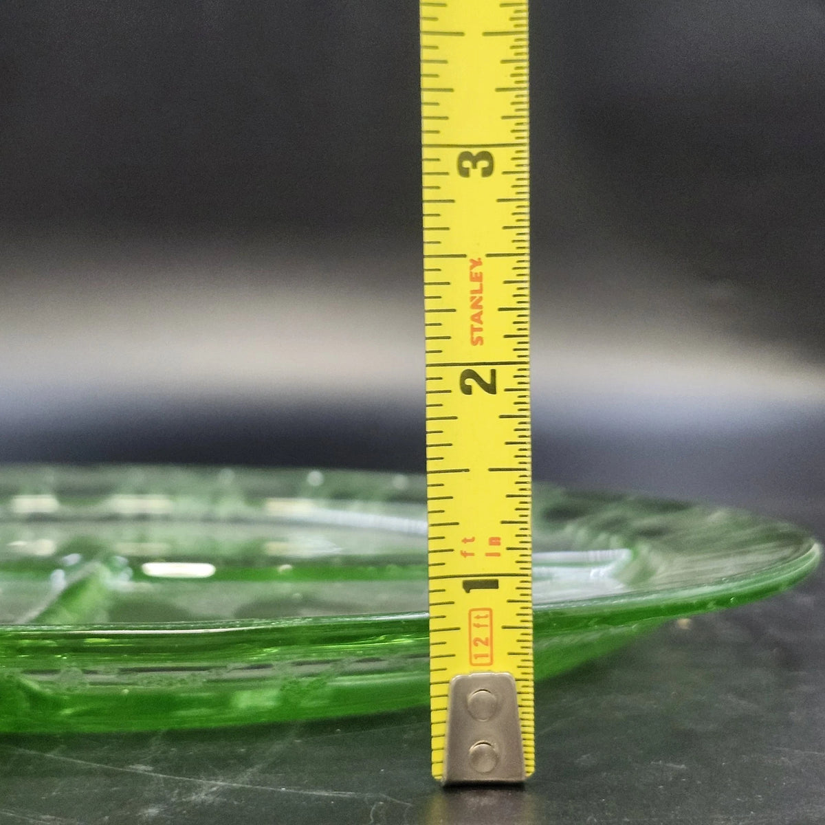 Anchor Hocking Cameo Ballerina Green Uranium Glass Grill Plate 10.5" Vintage