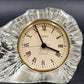 Linden Crystal Quartz Mantel Clock White Face Roman Numerals Tabletop 3" Vintage
