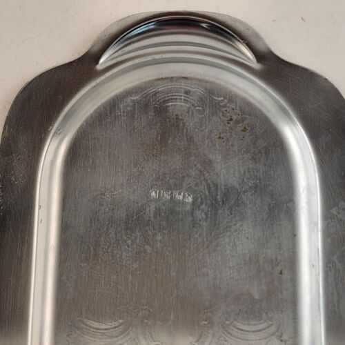 Silver Platted And Engraved Serving Tray With Handles Vintage 10" L x 6" W