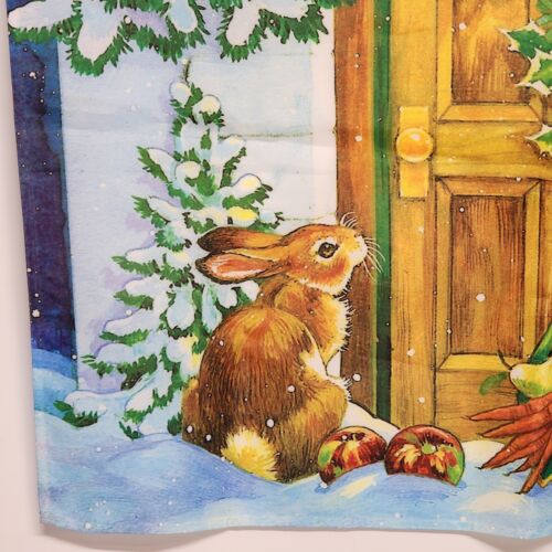 Winter Cottage House Flag Briarwood Lane by Donna Race 28" x 40" Vintage